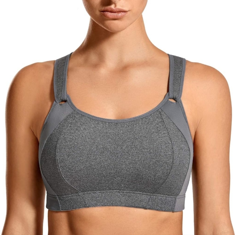 SYROKAN Women's Sports Bra Front Adjustable High Impact Support Padded Wireless